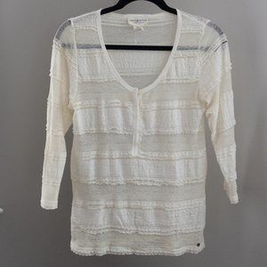 Cream mesh and lace blouse